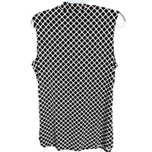PerCeption Concept Black White Geometric Zippered Sleeveless Tank Blouse Size L - Picture 2 of 8